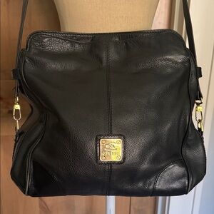 HCL German Pebbled Leather Hobo Bag Women Black Classic Gold Hardware Simple